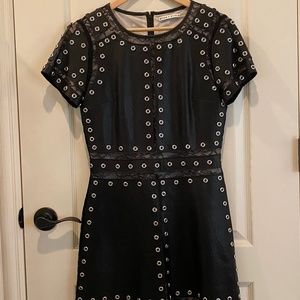 Alice and Olivia Leather and Grommet Mini Dress